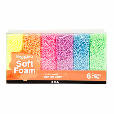 Soft Foam Clay Neon Kleuren, 6x10gr.