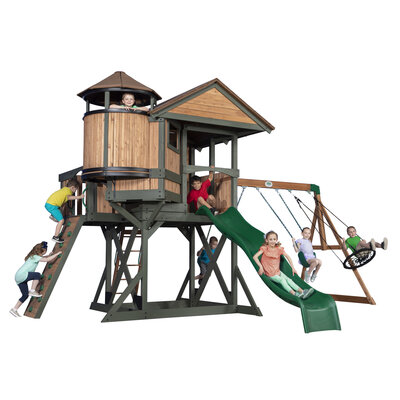 (Niet meer leverbaar) Backyard Discovery Eagles Nest Elite Speeltoren met Schommels, Glijbaan en uitkijktoren