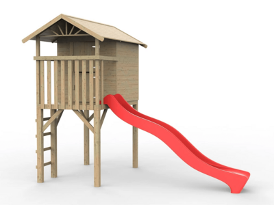 Prestige Garden houten speelhuis met rode glijbaan - Amsterdam