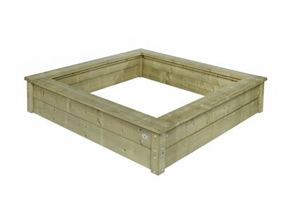 Houten Zandbak 150x150cm, 32cm hoog. Zonder deksel