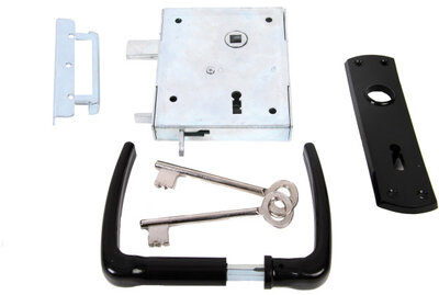 Poortslot opdek sleutel+ besl. zwrt ks. 100x118mm - Alleen bol