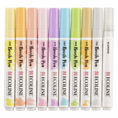 Ecoline Brush Pen Set Pastel, 10 Kleuren
