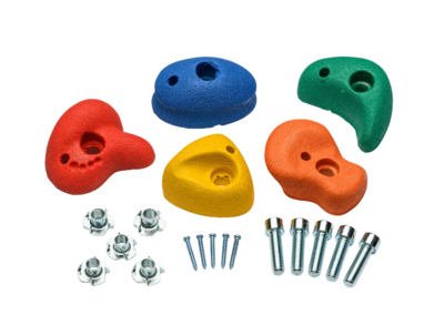 Klimsteenset (15 stuks) rood,groen,geel,blauw en oranje