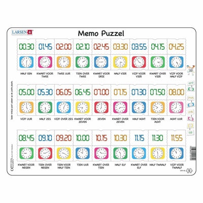 Larsen Memopuzzel Leren Klokkijken Traditionele en digitale klok , 54st.