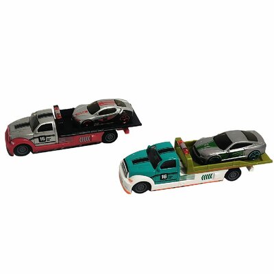 CITY Mini Die Cast Car met Trailer en 1 auto 2ass