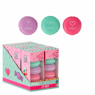 Create It! Candy Lip Balm Macaron 3-Pack Disp.