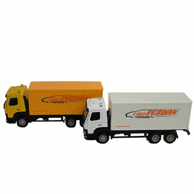 CITY Mini Die Cast Vrachtwagen met container 2 ass
