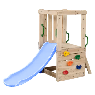 Houten Speeltoestel Mari Small met pastelblauwe glijbaan