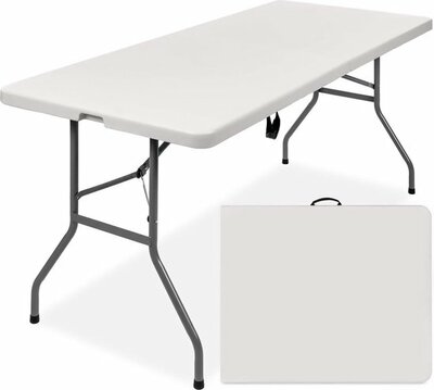 Inklapbare Tafel  Klap vouw tafel Buiten – Weerbestendig – 180 x 70 x 74 cm – Wit