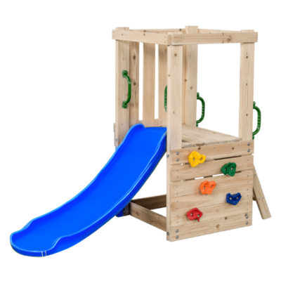 Houten Speeltoestel Mari Small met blauwe glijbaan