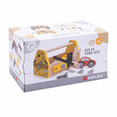 Houten Gereedschapskist Geel, 33dlg