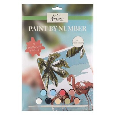 Nassau Schilderen op Nummer Flamingo - incl. 9 Verfpotjes en Penseel