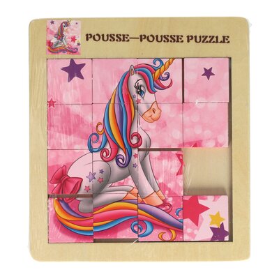 Houten Schuifpuzzel Eenhoorn, 15st.