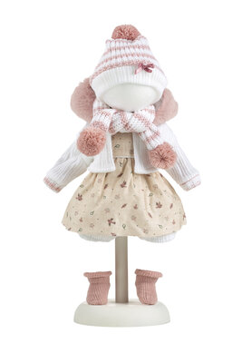 kledingset Llorens 38cm beige jurk met wit jasje