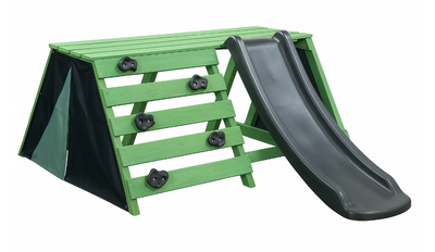 SwingKing Speeltoestel Charlie Groen + 1,2 meter Glijbaan – Compact Buiten Speeltoestel voor Kinderen