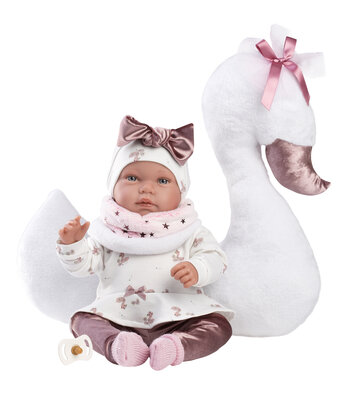 Llorens Babypop Tina 44 cm - Met Zwanen Kussen - Vinyl