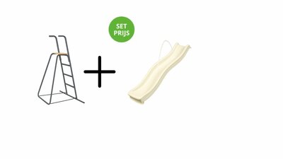 Complete glijbaanset 2.2m met losse trap en wateraansluiting Pastel Wit