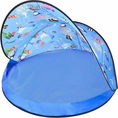 Halve strandtent blauw met aquariumprint