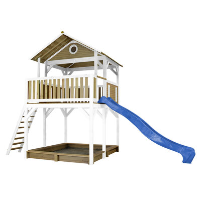 AXI Speeltoren Bruin/wit - Blauwe Glijbaan