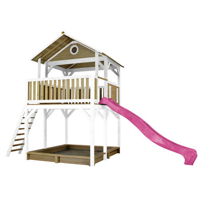 AXI Speeltoren Bruin/wit - Paarse Glijbaan