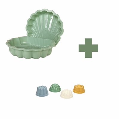 SET Zand- en Water Schelp Pastel Groen, en zandvormen