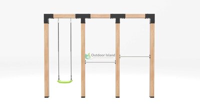 Houten schommel Douglas| Mila 400 cm | RVS duikelstang
