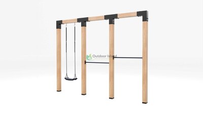 Houten schommel Douglas| Mila 350 cm | Antraciet duikelstang