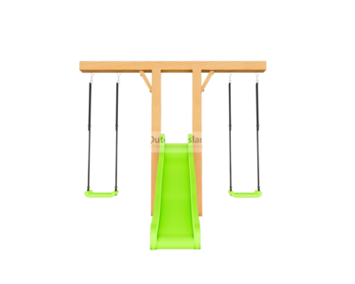 Houten Authentieke Schommel met glijbaan Goofy Douglas - Limoengroen 300cm