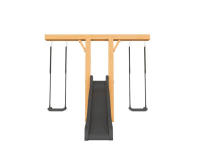 Houten Authentieke Schommel met glijbaan Goofy Douglas - Antraciet 300cm