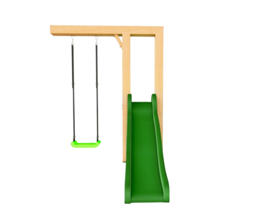 Houten Authentieke Schommel met glijbaan Pluto Douglas - Groen 200 cm