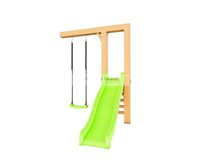 Houten Authentieke Schommel met glijbaan Pluto Douglas - Appelgroen 200 cm