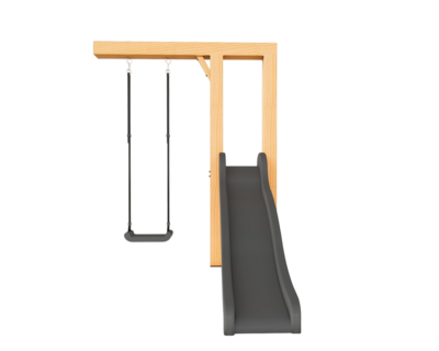 Houten Authentieke Schommel met glijbaan Pluto Douglas - Antraciet 200 cm