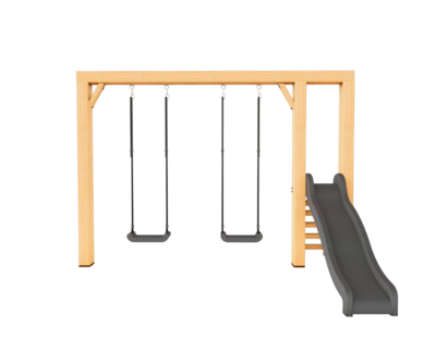 Houten Authentieke Schommel met glijbaan Scar Douglas - Antraciet 350cm