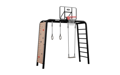 BERG PlayBase Medium Multifunctioneel Speeltoestel - Met Turnringen, schommel, klimmuur en basketball hoop