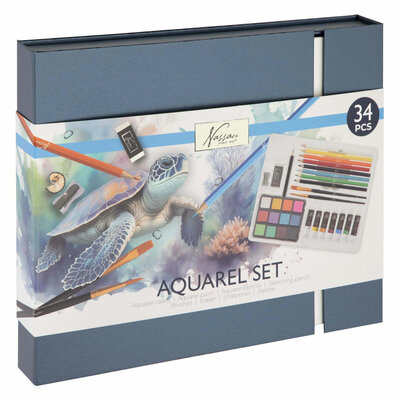 Aquarel Art Verf- en Tekenset, 34dlg.