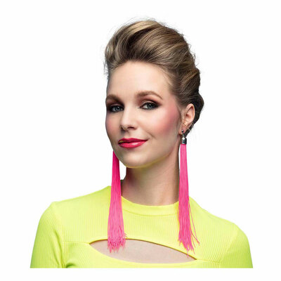 Oorbellen Festival Neon Roze, 20cm