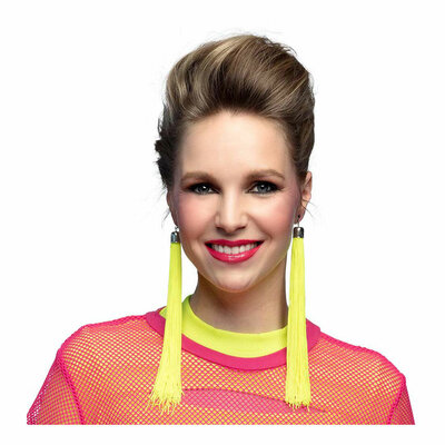 Oorbellen Festival Neon Geel, 20cm