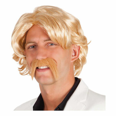 Blonde Pruik met Snor