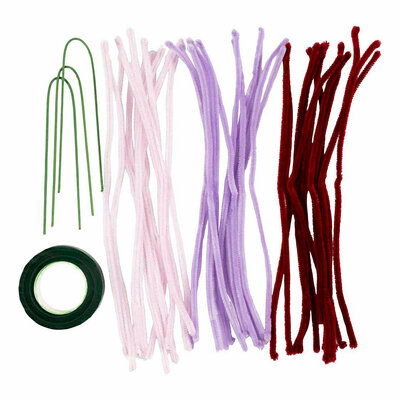 Mini Hobbyset Lelie Bloemen van Chenilledraad Lichtroze