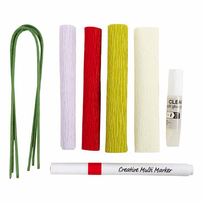 Mini Hobbyset Bloemen van Crepepapier Pastelkleuren