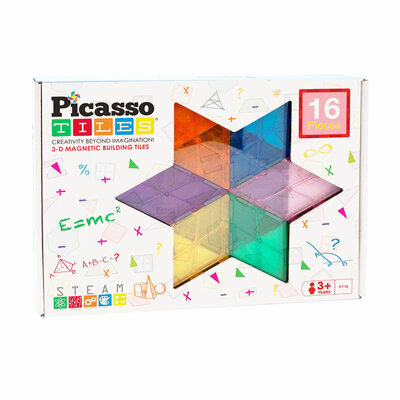 PicassoTiles Geometry - Magnetische Bouwtegels, 16dlg.