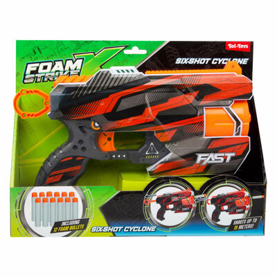 Foam Strikex Afschietpistool Six-Shot Cyclone met 12 Foampijlen