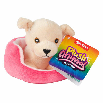 Knuffel Pluche Hond in Mand - 11cm