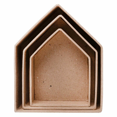 Colorations - Papier-mache Huisjes, 3st.