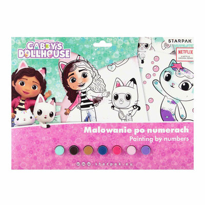 Gabby's Poppenhuis - Schilderen op Nummer - incl. 7 Kleuren Verf en Penseel