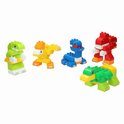 Blokjes Bouwset Dino in Opbergbox - 84dlg.