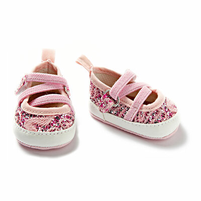 Poppenballerina's met Flexibele Veters - Roze Glitters, 38-45 cm