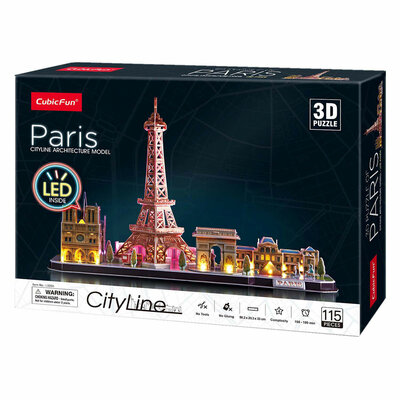 Cubic Fun 3d Puzzel City Line Paris met Led Verlichting, 115dlg.