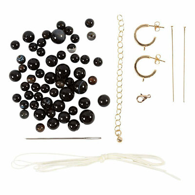 Mini Hobbyset Sieraden Halsketting en Oorbellen Zwart en Wit