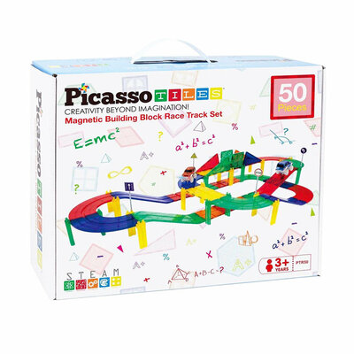 PicassoTiles Race Track - Magnetische Bouwtegels, 50dlg.